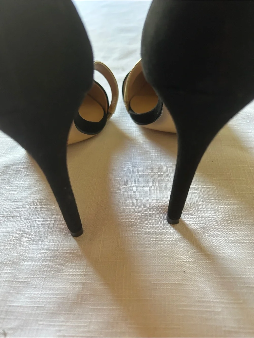 Call It Spring Black Pointed D'Orsay Heels with Gold Accent Strap
